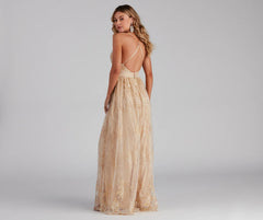 Mona Formal Plunging Glitter Dress