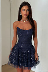 Blaise Strapless Sequin Mini Dress - Navy