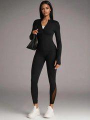 Slim Fit Padded Zip Jacket Stand Collar For Running And Exercise In Black Activewear