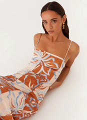 Exclusive - Aster Bloom Maxi Dress - Orange Blue Floral