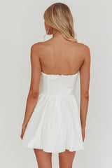 Fiora Basque Waist Strapless Mini Dress White
