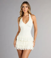 Ruffle Me Up Lace Halter Mini Dress