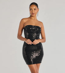 Shimmer All Night Strapless Sequin Mini Dress
