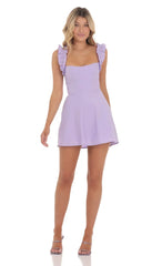 Ruffle Strap A-line Dress in Lavender