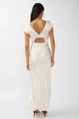 Lucinda V-Neck Twist Back Midi Dress Champagne