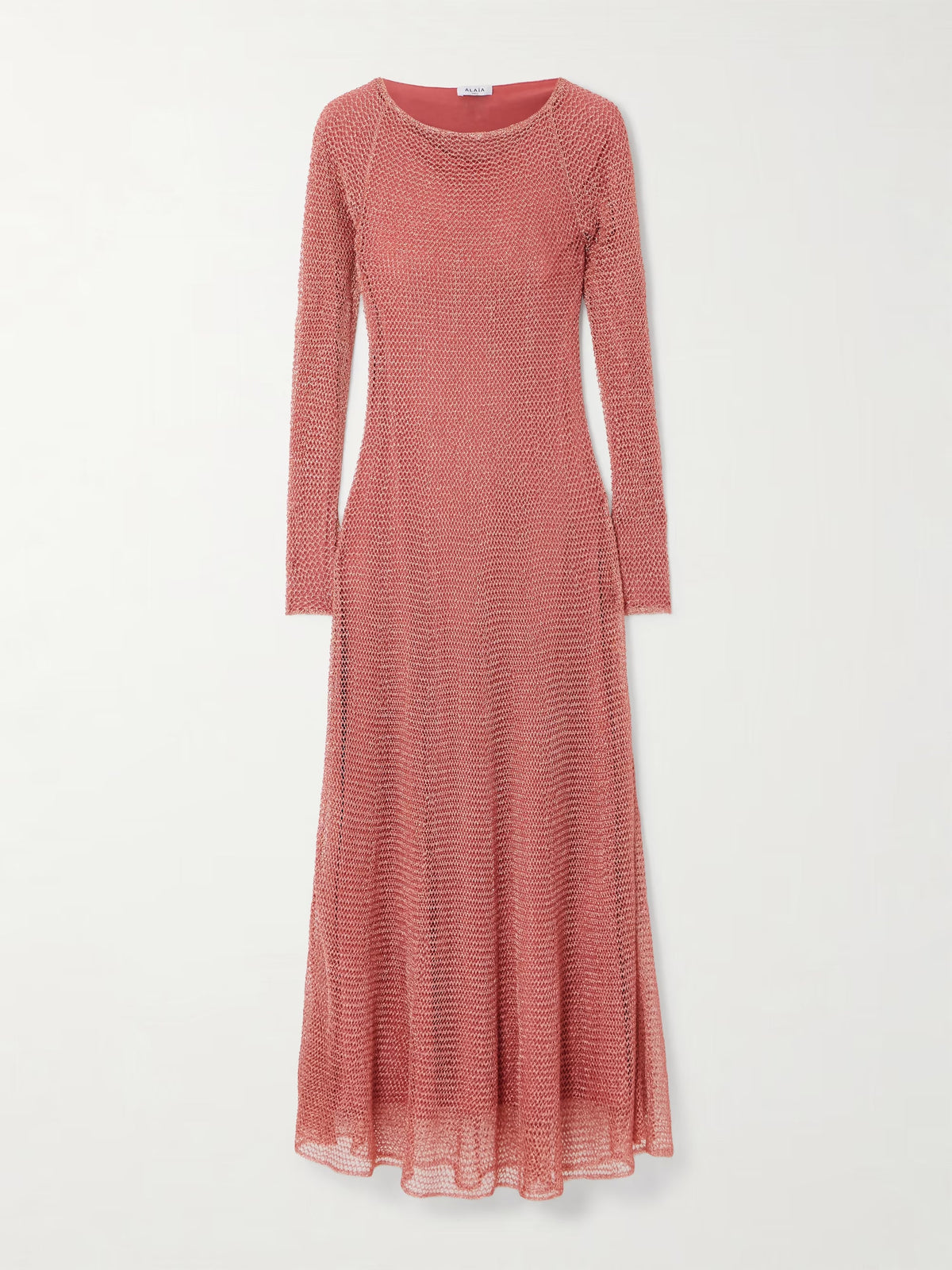 Metallic open-knit midi dress