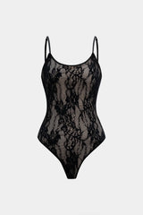 Lace Patchwork Backless Slip Sleeveless Bodysuit