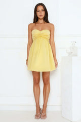 Sunset Wanderlust Strapless Mini Dress Yellow