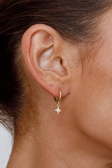 Lucida Drop Diamante Hoop Earrings Gold