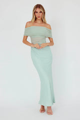 Lorely Off-Shoulder Midi Dress Sage