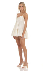 Bow Babydoll Dress in White