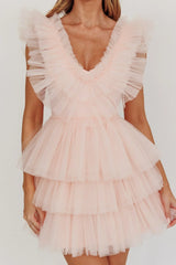 Froufrou Layered Tulle Mini Dress Blush