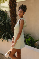 Ella Sage Green Satin Cowl Mini Dress