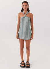Keira Linen Mini Dress - Coastal Stripe