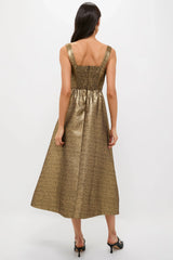 Gold Textured Jacquard Esme Dress